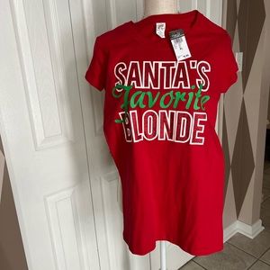 RUE 21,  Hybrid tees, size xl, Santa favorite blonde, red holiday tee